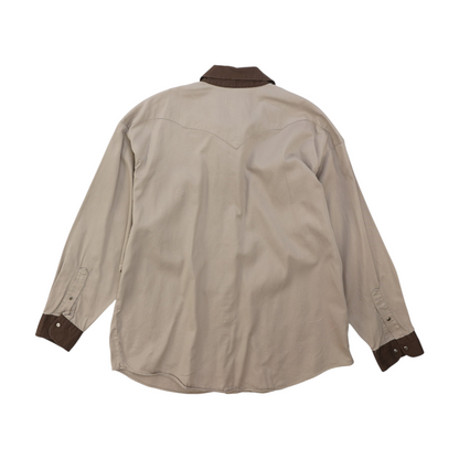 Beige Solid Flannel Button Down