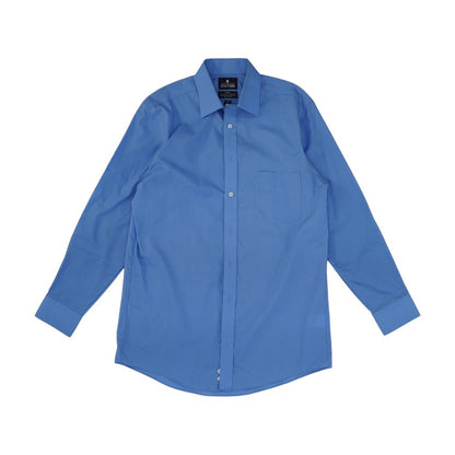 Blue Solid Long Sleeve Button Down