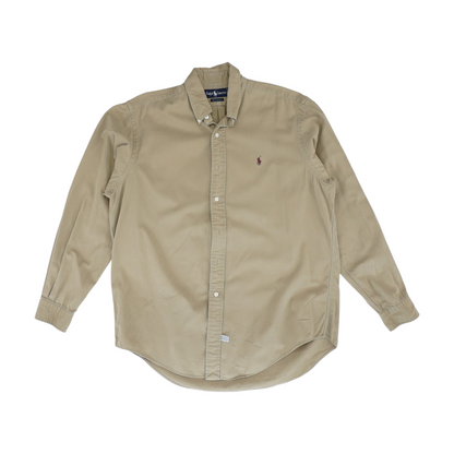 Khaki Solid Long Sleeve Button Down