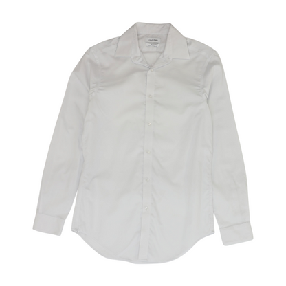 White Solid Long Sleeve Button Down