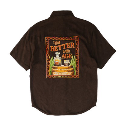 Brown Solid Short Sleeve Button Down