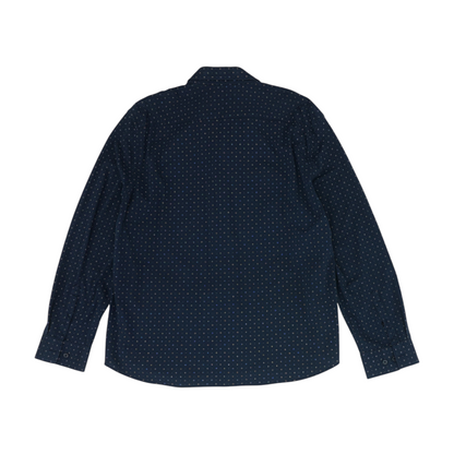 Navy Polka Dot Long Sleeve Button Down