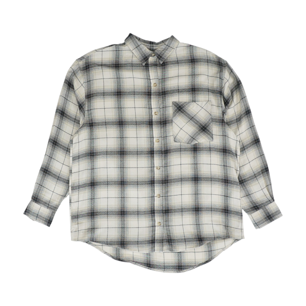 Beige Plaid Long Sleeve Button Down