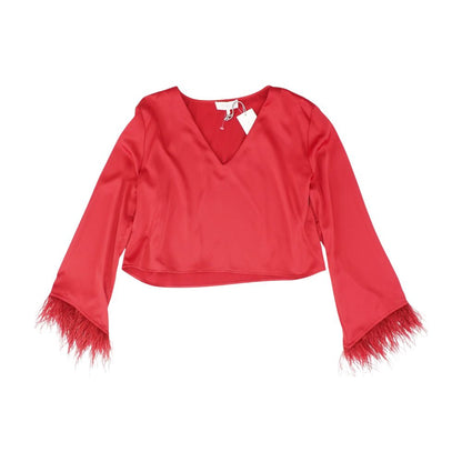 Red Solid Long Sleeve Blouse