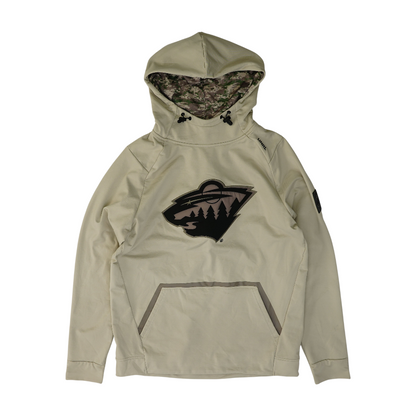 Beige Solid Hoodie Pullover