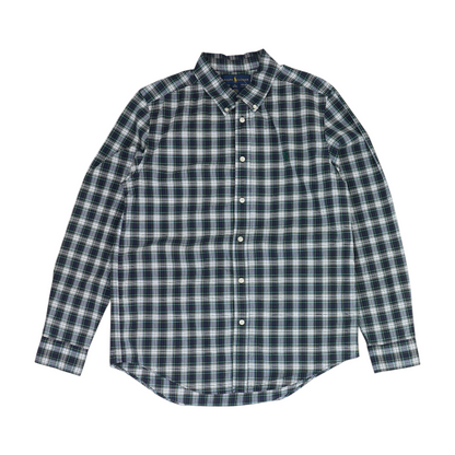 Green Plaid Long Sleeve Button Down