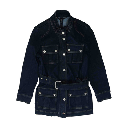 White House Black Market Blue Solid Denim Jacket – Image 1