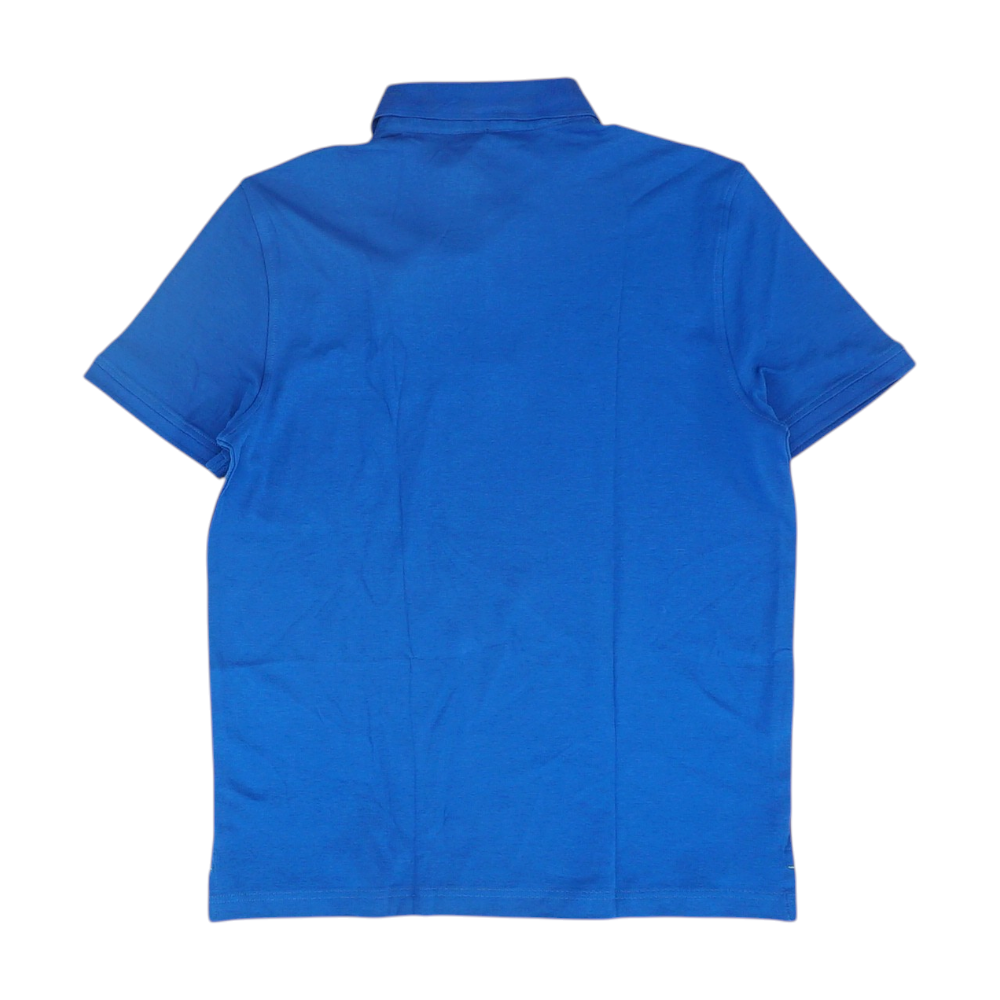 Blue Solid Short Sleeve Polo
