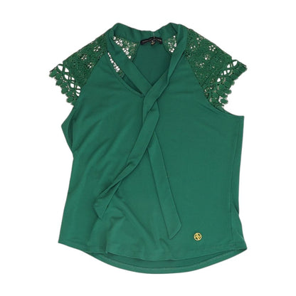 Green Solid Short Sleeve Blouse