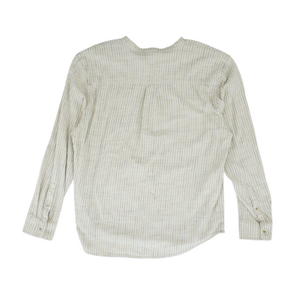 Beige Striped Long Sleeve Button Down