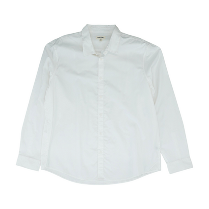 White Solid Long Sleeve Button Down
