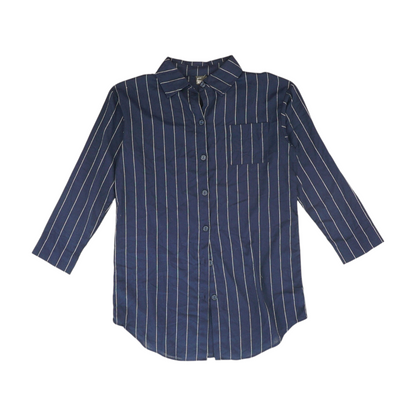 Navy Striped Button Down