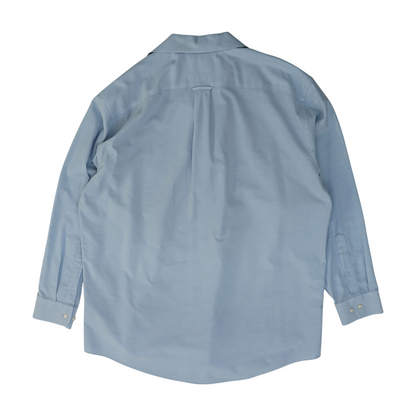 Blue Solid Long Sleeve Button Down