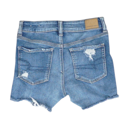 Blue Solid Denim Shorts