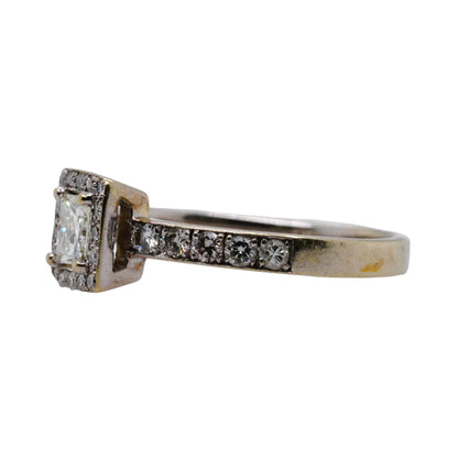 14K White Gold Princess Cut Center Diamond Engagement Ring With Square Halo