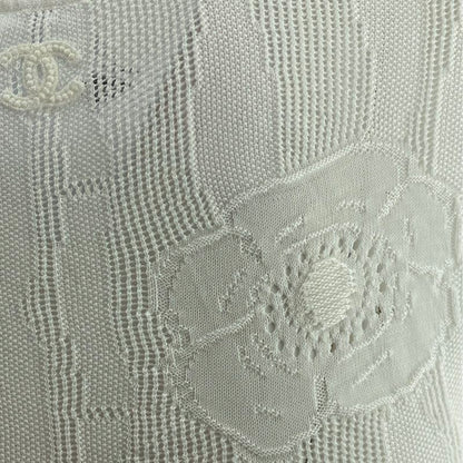 White 2023 Summer Collection Camellia Embroidered Cotton Sweater