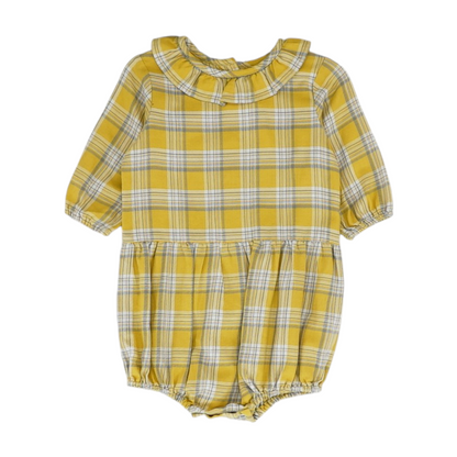 Yellow Plaid Long Sleeve One-Piece