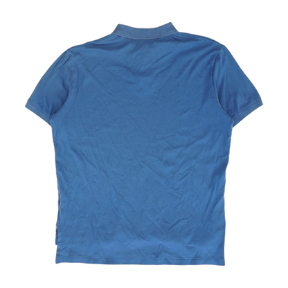 Blue Solid Short Sleeve Polo