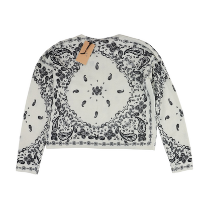 White Print Pullover Sweater