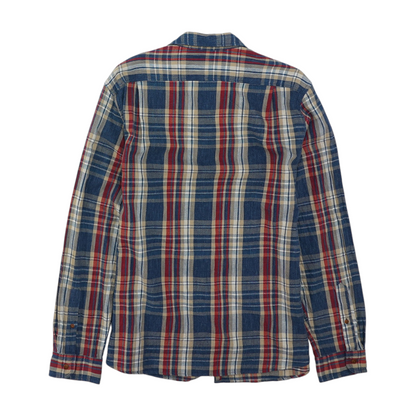 Navy Plaid Long Sleeve Button Down