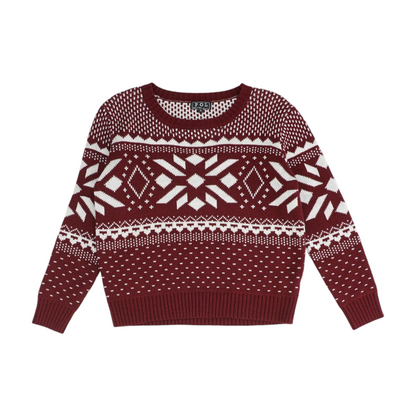 Burgundy Print Pullover Sweater