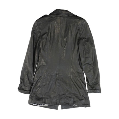 Black Solid Faux Leather Jacket