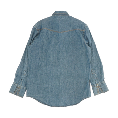 Blue Solid Long Sleeve Button Down