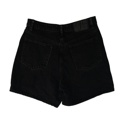 Black Solid Denim Shorts