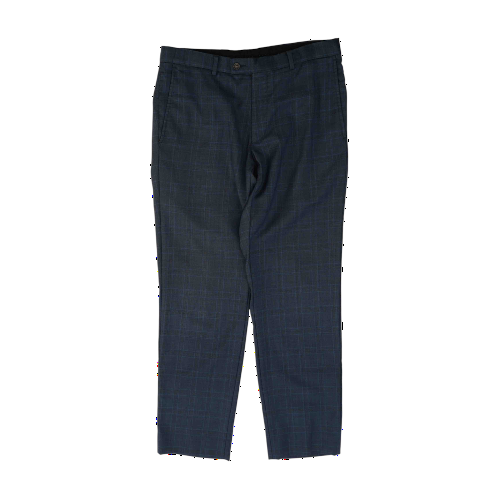 Navy Plaid Regular Pants