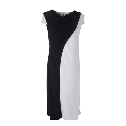 Black Color Block Midi Dress