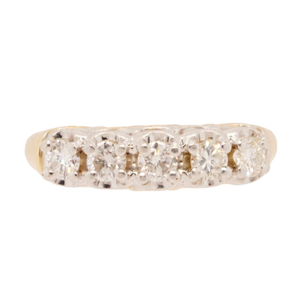 14K Gold Five Stone Diamond Band