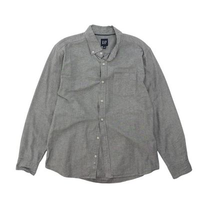 Gray Solid Long Sleeve Button Down
