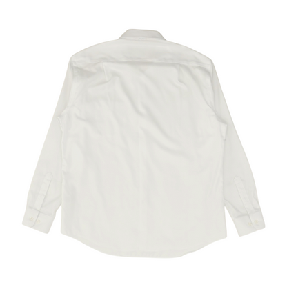 White Solid Long Sleeve Button Down