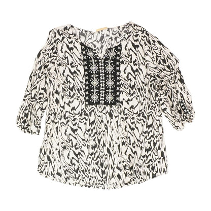 Black Graphic Long Sleeve Blouse