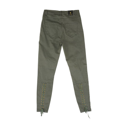 Green Solid Skinny Leg Jeans