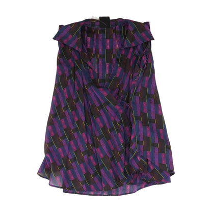 Purple Graphic Sleeveless Blouse
