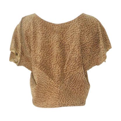 Vintage Animal-Print Short Sleeve Blouse
