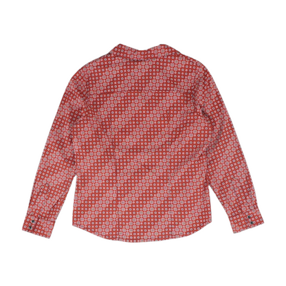 Red Print Button Down