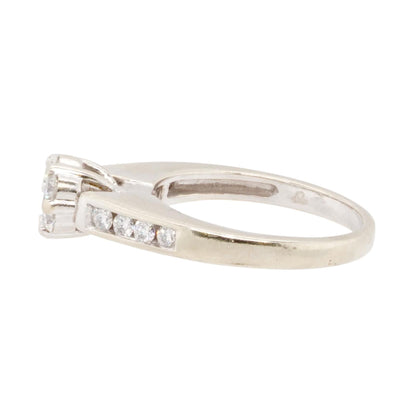 .75 ct 10K White Gold Round Diamond Cluster Engagement Ring