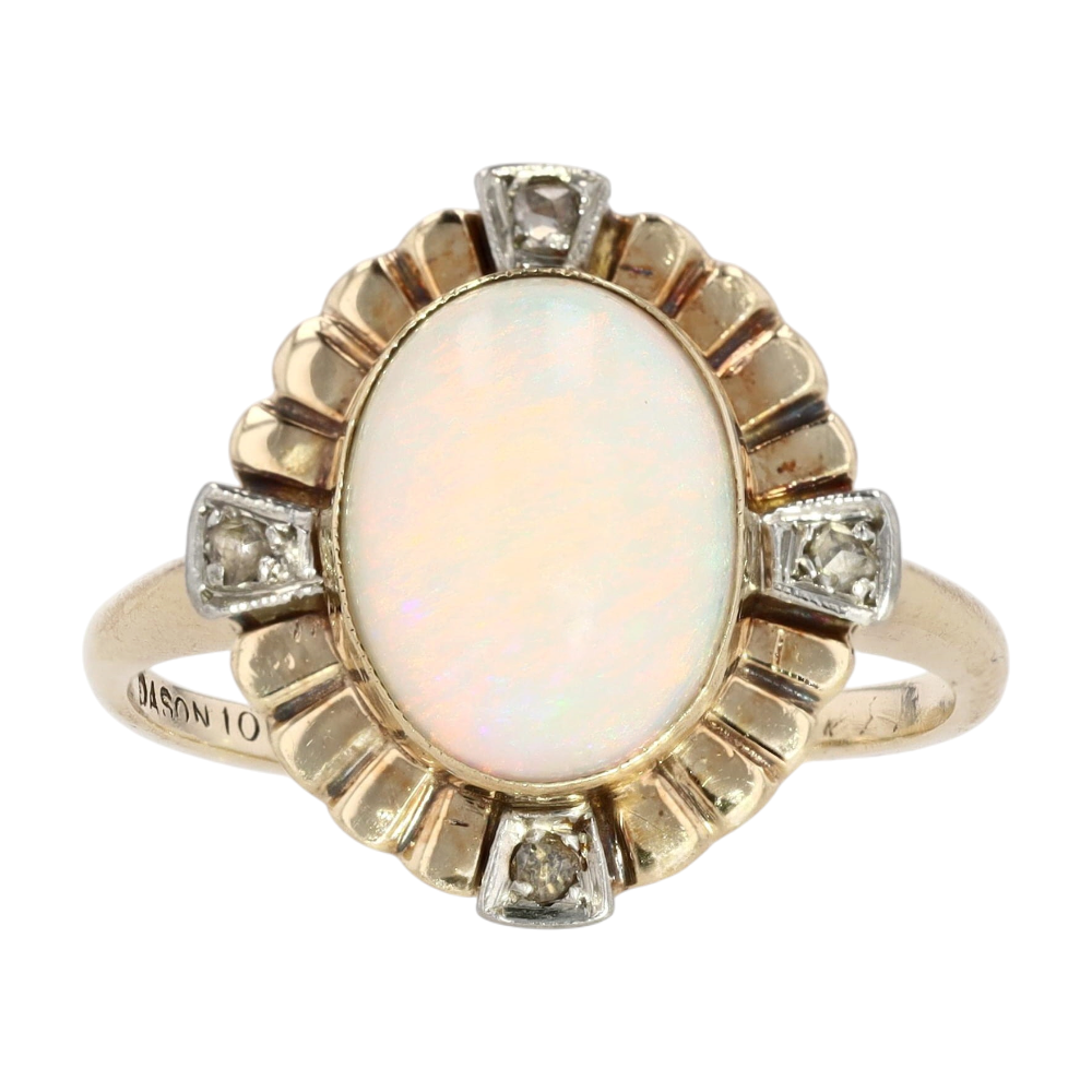 10K Two-Tone Gold Opal Fashion Ring
