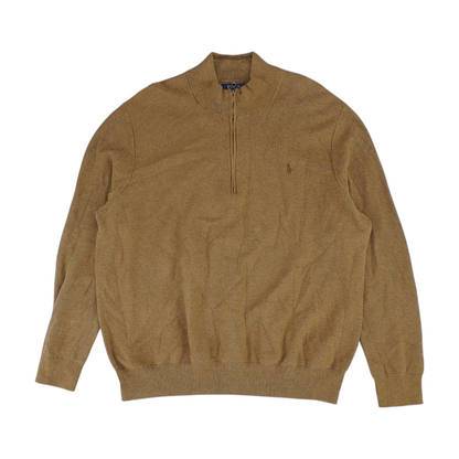 Brown Solid 1/4 Zip Sweater