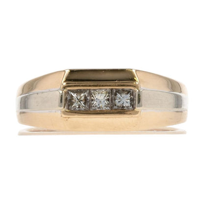 1/2 Ct 14K Gold Three Diamond Raised Wedding Band