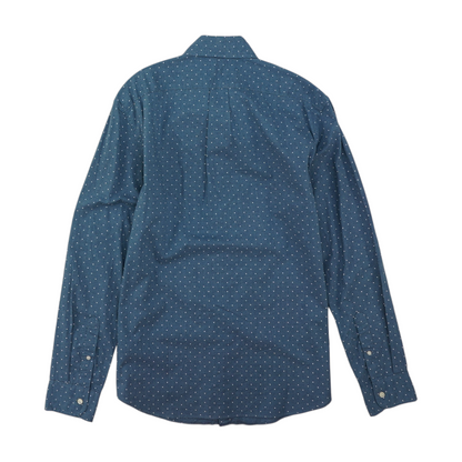 Blue Polka Dot Long Sleeve Button Down