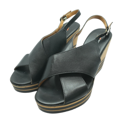Black Wedged Sandals