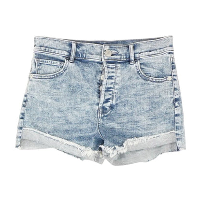 Blue Solid Denim Shorts