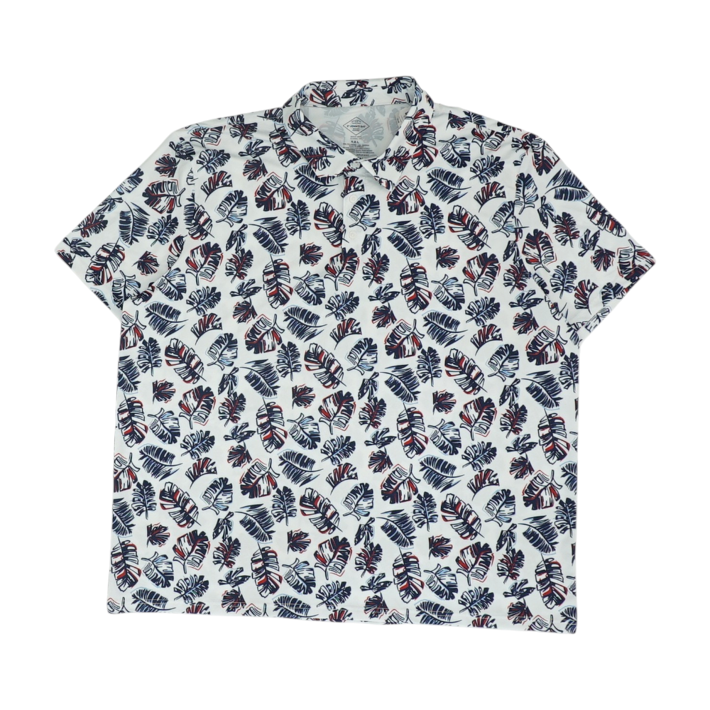 White Print Short Sleeve Polo