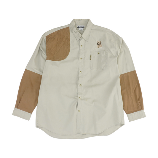 Beige Color Block Outdoor Button Down