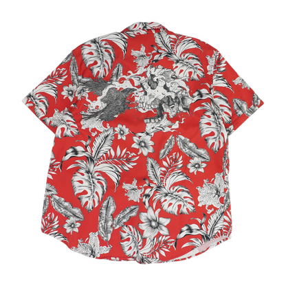 Red Tropical Short Sleeve Button Down