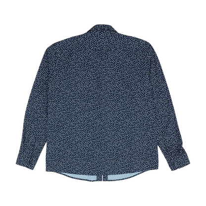 Navy Print Long Sleeve Button Down