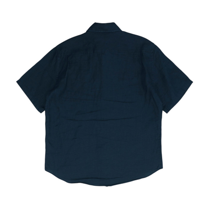 Black Solid Short Sleeve Button Down
